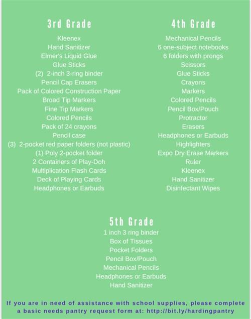 Upcoming 21 22 School Year Welcome Harding Middle School Supply List 2022