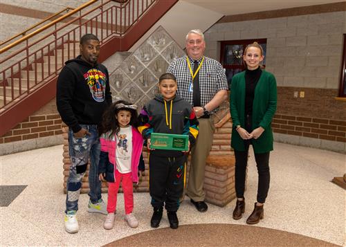 Photo of Cleveland's March Stairclimber, Cleavon Wright, and family.