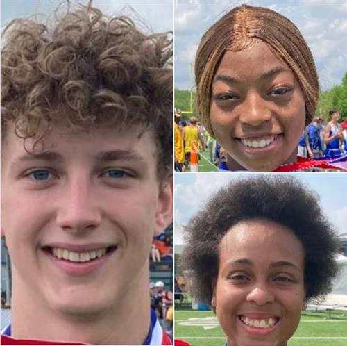 Photo is a collage of three student athletes: Bradon Schneider (left), Torreuna Roberts (top right), D'annah Davis (bot left)